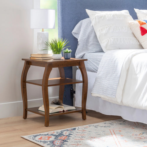 2- Shelf Indoor Accent Side Table, 23" Tall, Hazelnut E1250