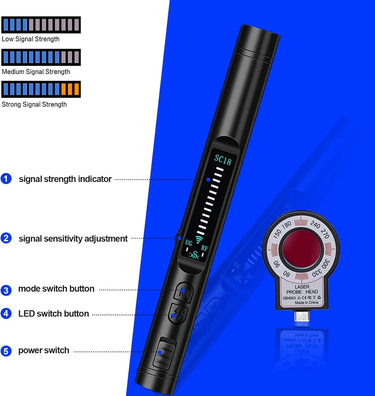 High Sensitivity Portable Bug Detector K335