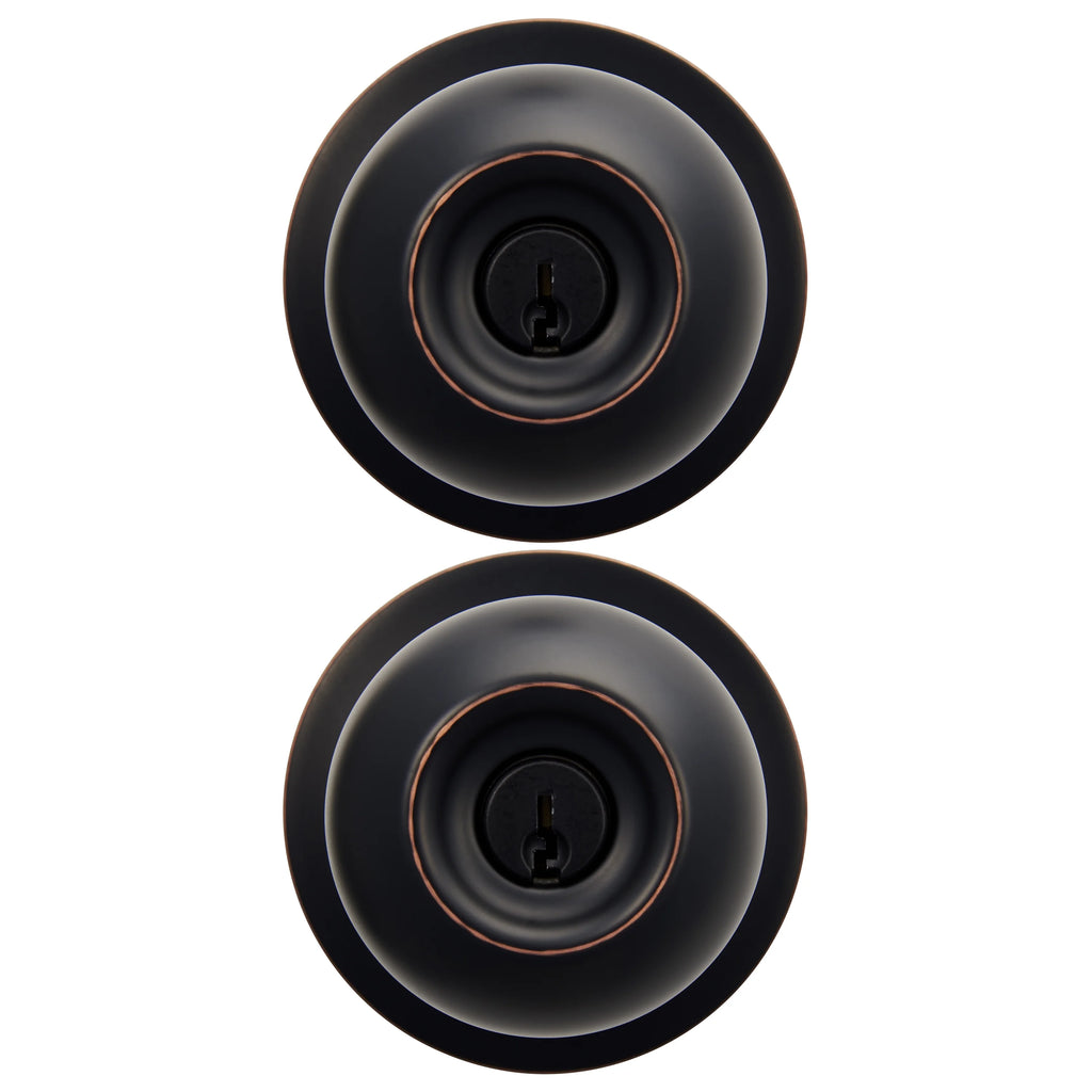 Keyed Entry Ball Style Doorknob Oil-Rubbed Bronze Twin Pack D7850