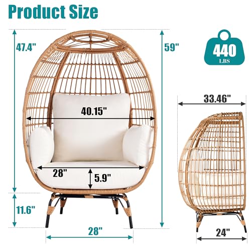 Oversized PE Wicker Egg Chair with 4 Thicken Cushions V320268