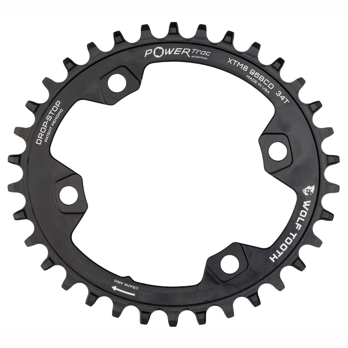 34T x 96 Asymmetrical BCD Black Chainring B356