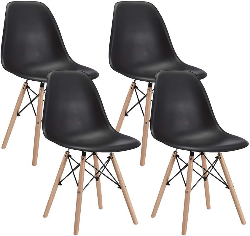 Beige Dining Chair with Natural Wood Legs, Set of 1 V290