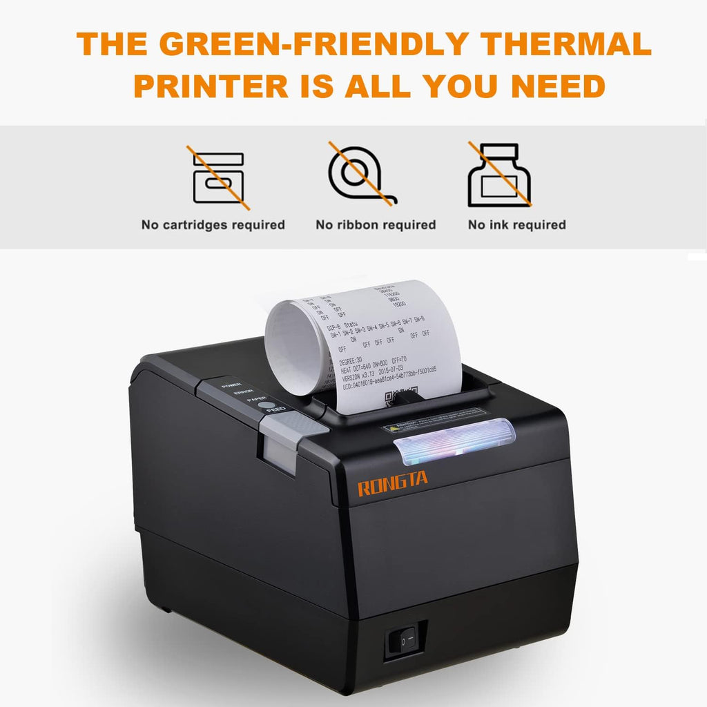 Commercial Direct Thermal Receipt Printer Auto Cutter USB Serial Ethernet 80MM B599536