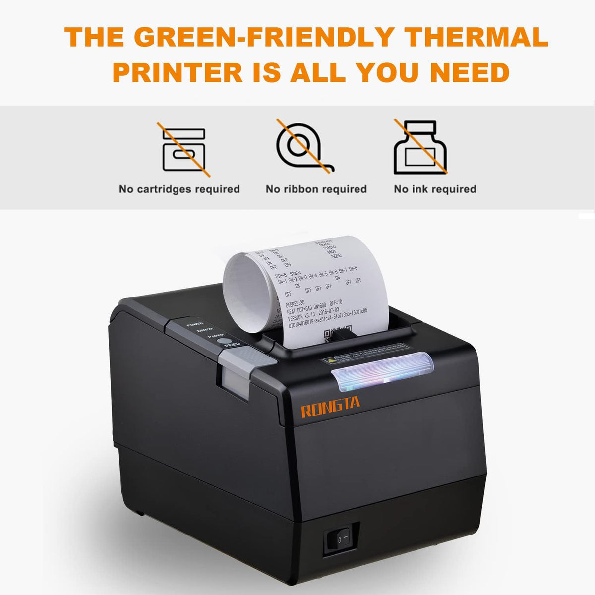 Commercial Direct Thermal Receipt Printer Auto Cutter USB Serial Ethernet 80MM B599536