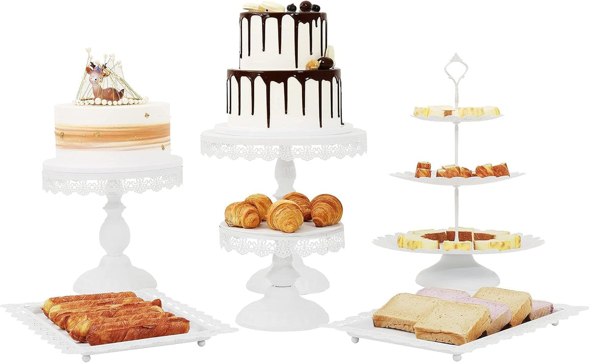 6 Pcs Metal Cake Stands Set Matte White F3662
