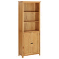 Oak Wood Bookcase with 2 Doors and Storage Shelves K645409