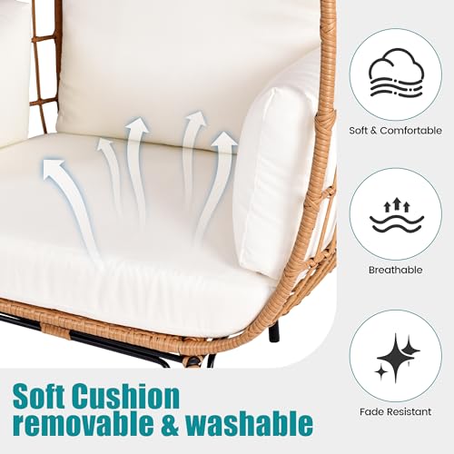 Oversized PE Wicker Egg Chair with 4 Thicken Cushions V320268