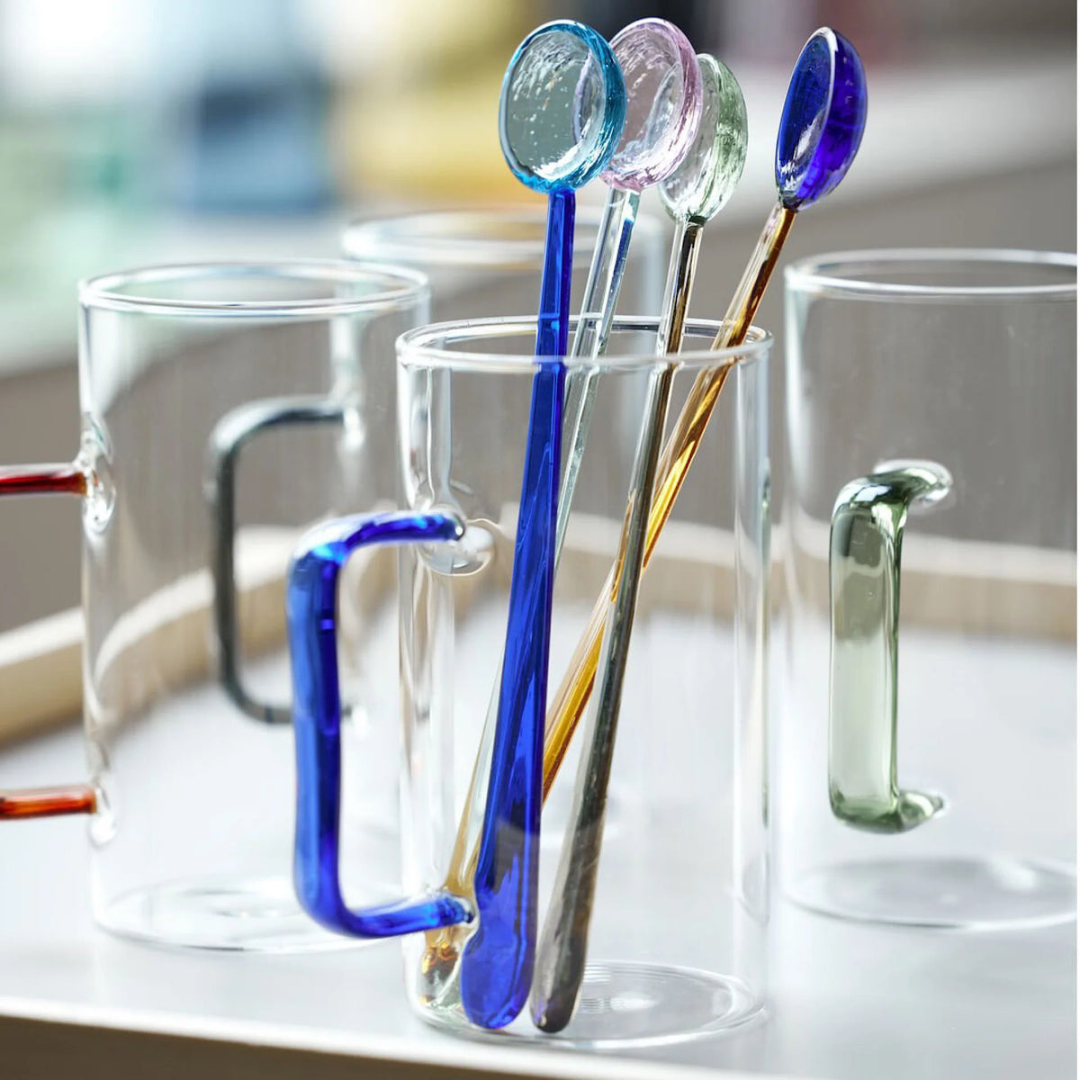Glass Mug 35 cl 4pcs Assorted P21592