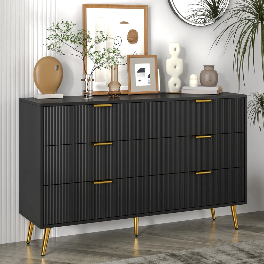 Modern 6 Drawer Wood Dresser D8205