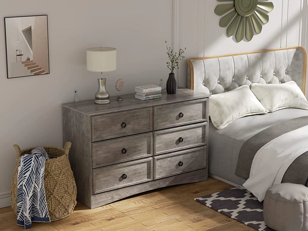 Gray 6 Drawer Dresser E542