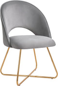 Lightgrey Velvet Upholstered Vanity Chair with Metal Legs S596