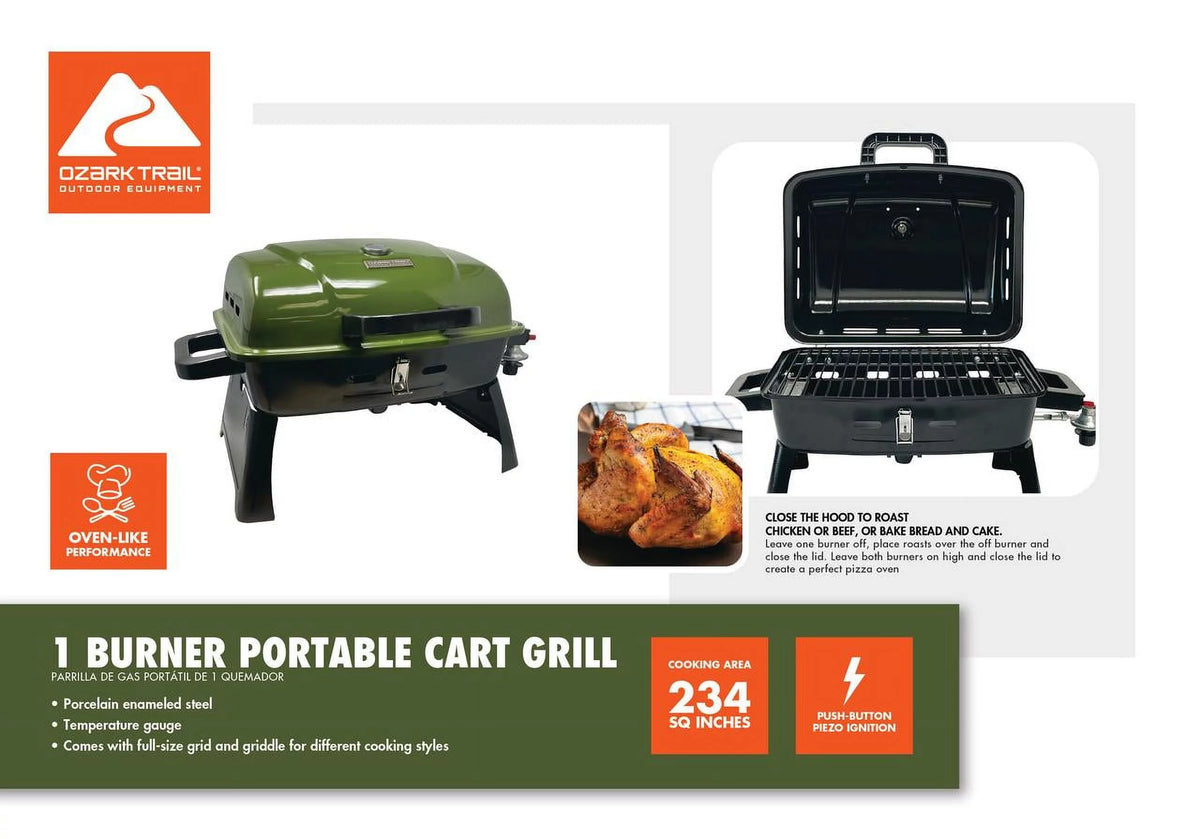 Portable 1 Burner Propane Grill with Griddle Plate C739