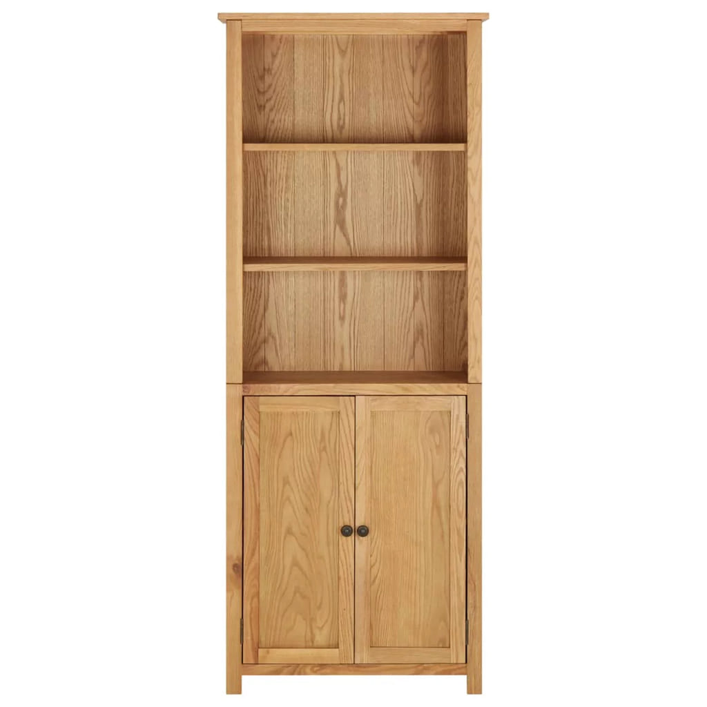 Oak Wood Bookcase with 2 Doors and Storage Shelves K645409