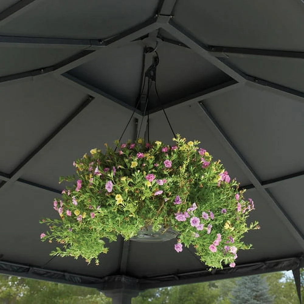 8' x 8' Steel Hard Top Gazebo with Netting, Black W9093