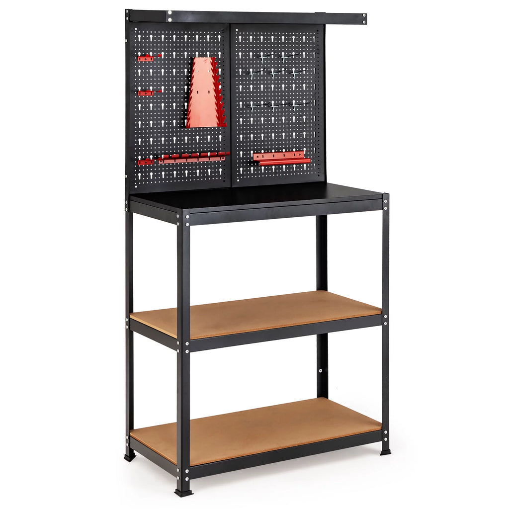Tool Storage Workbench 4 Shelf Worktable with Peg Board Q877011
