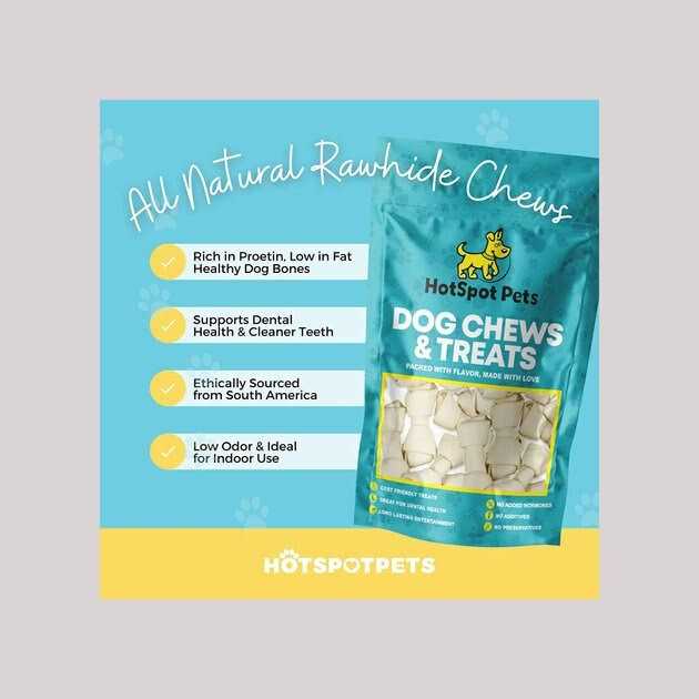 Natural White Knotted Rawhide Dog Chew Treats H6627