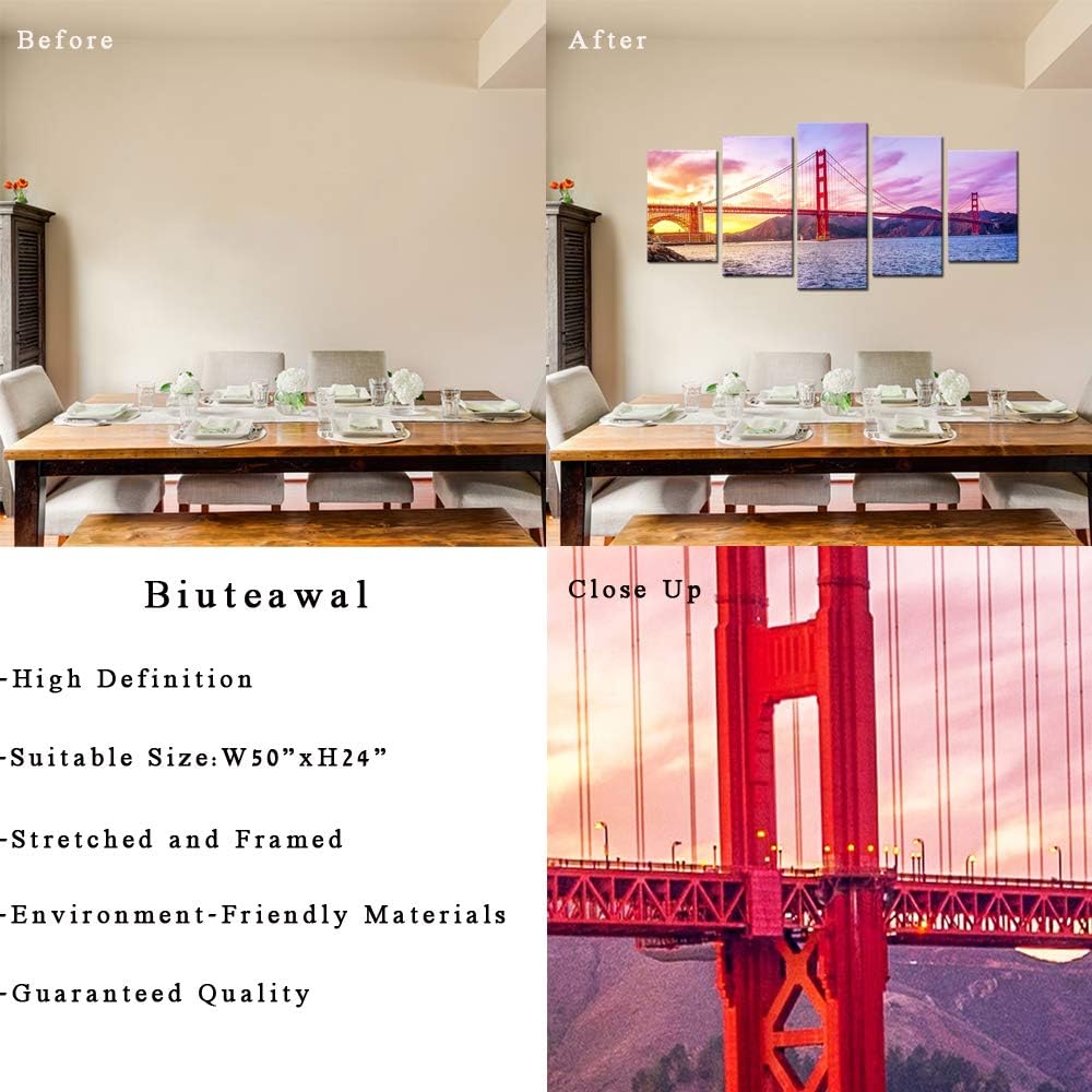 City Canvas Wall Art San Francisco Golden Gate Bridge Framed P921