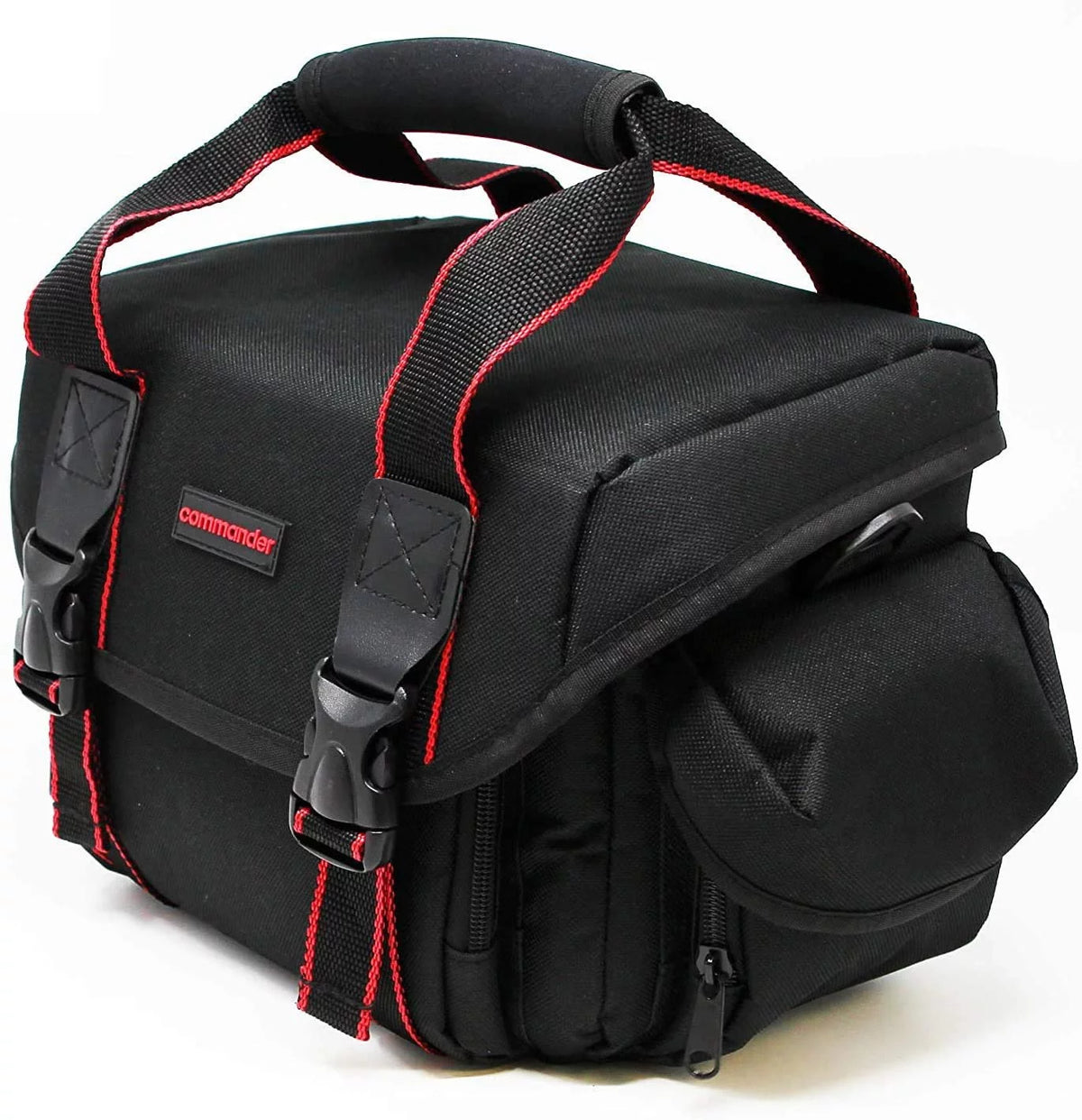 Large Universal DSLR Camera Case Gadget Bag, 11 x 7 x 7 Inches, Black/Red A2328