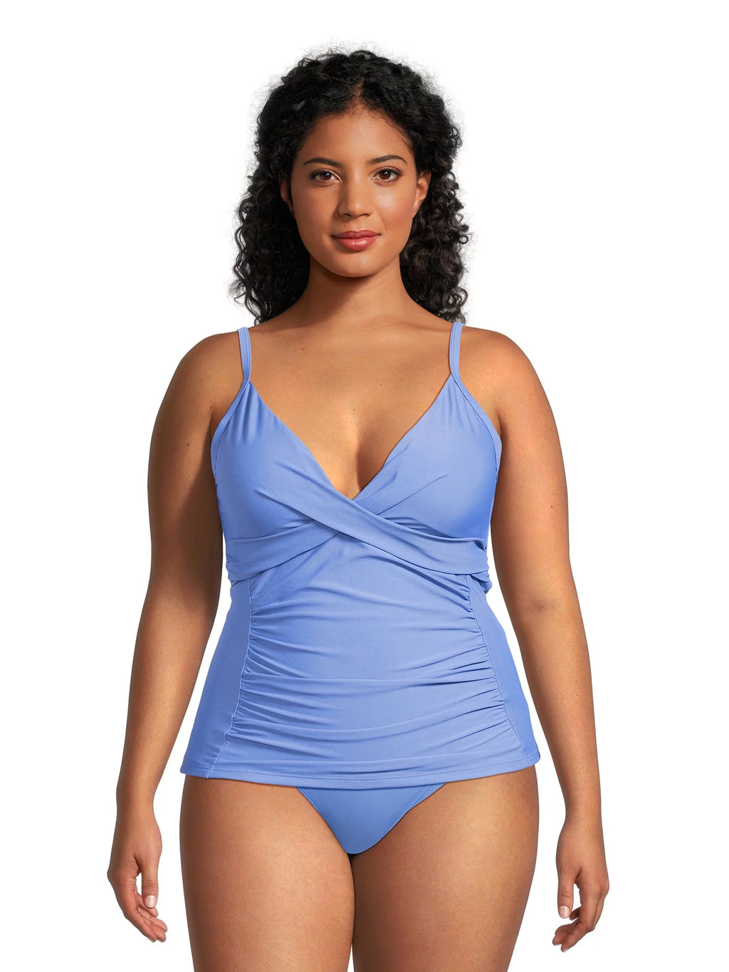 Plus Size Twist Front Plunge Tankini Top A6628