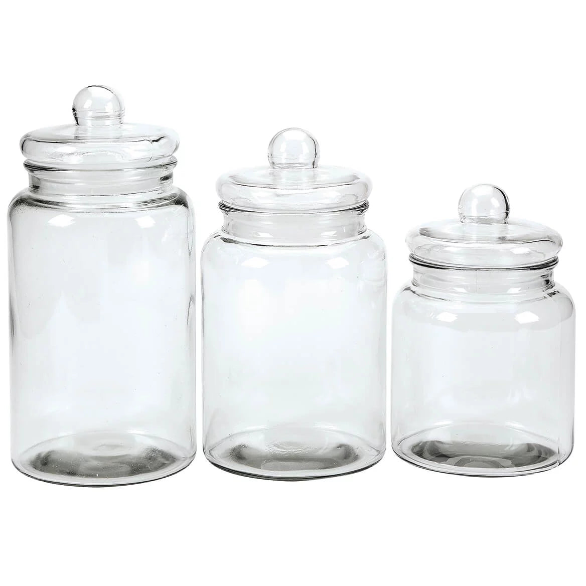 Glass Apothecary Jars with Lids, Set of 3 D52470