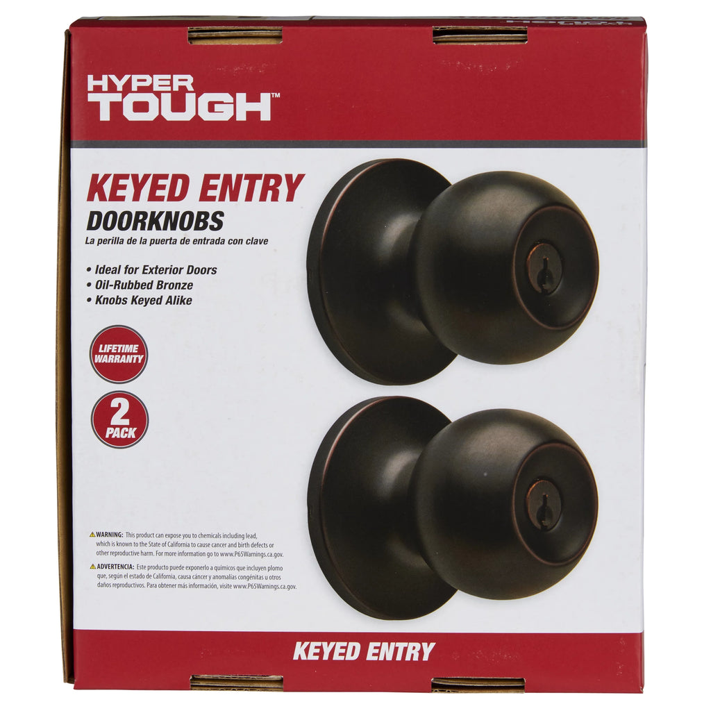 Keyed Entry Ball Style Doorknob Oil-Rubbed Bronze Twin Pack D7850