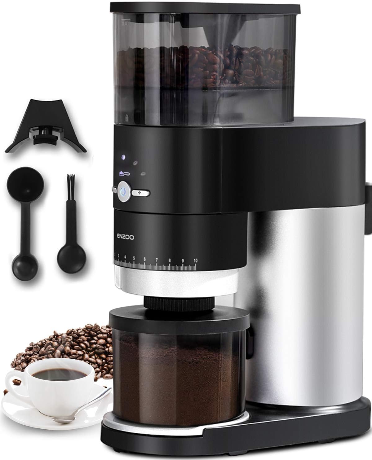 Electric Conical Burr Coffee Grinder 40 Grind Setting Black O393