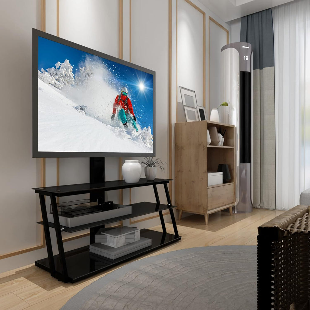 Angle and Height Adjustable Swivel TV Stand with Shelves R82929