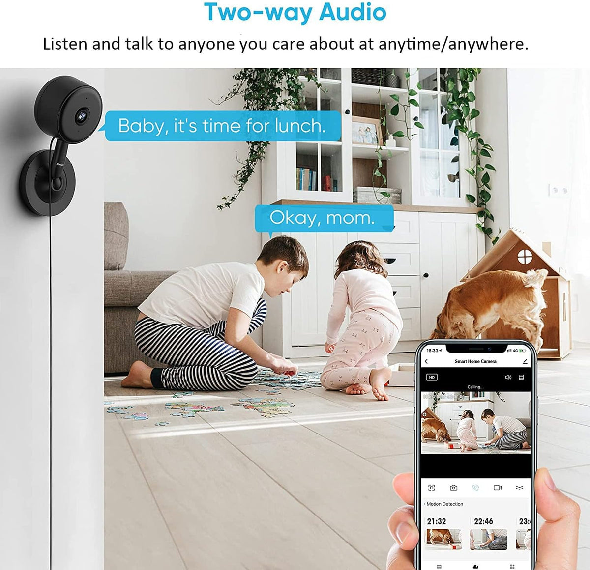 1080P HD Indoor Security Camera with Motion Detection, 2-Way Audio, Night Vision V292