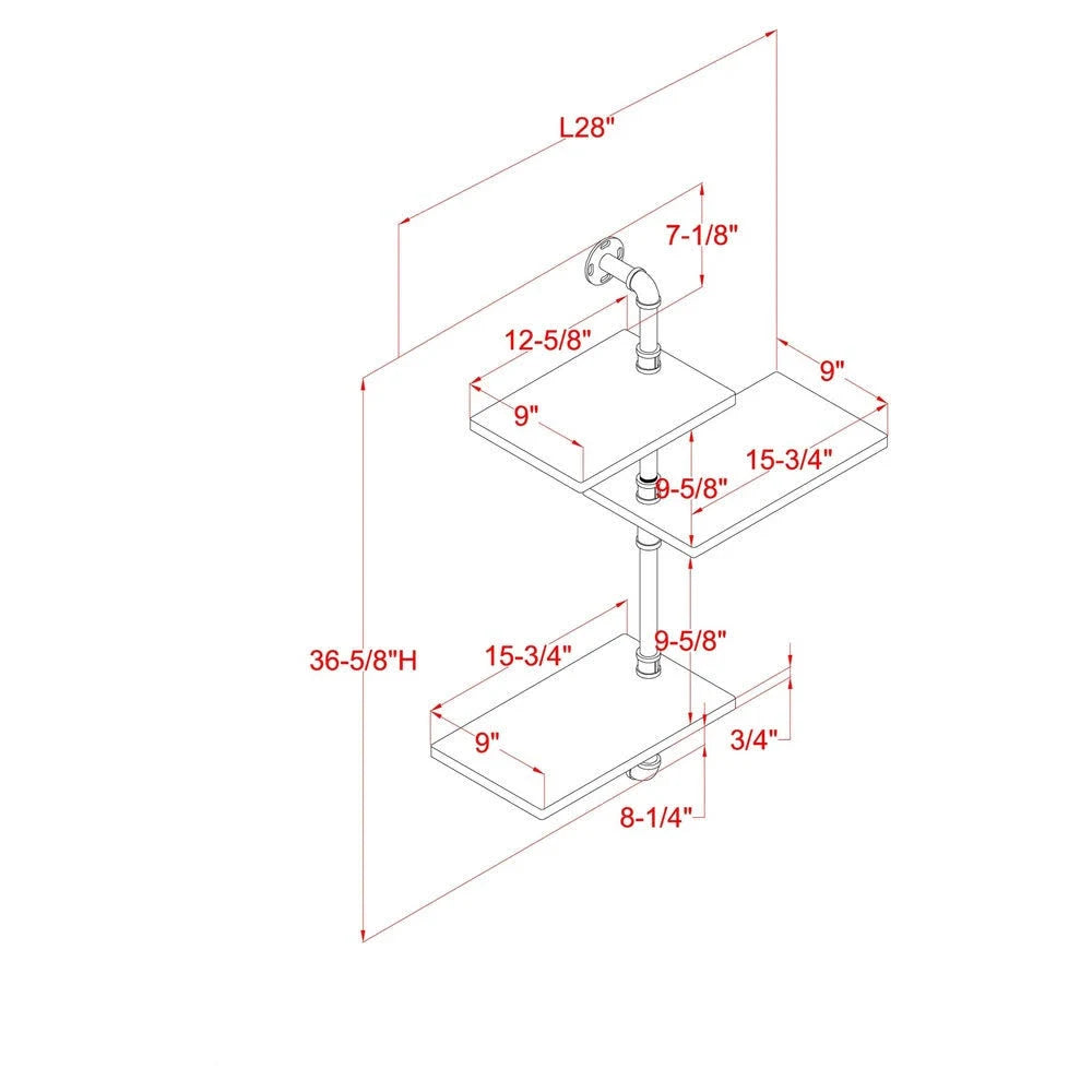 3-Tier Floating Wall Shelf O7468