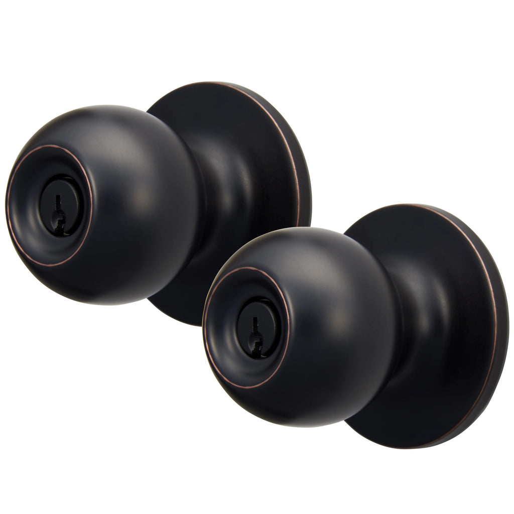 Keyed Entry Ball Style Doorknob Oil-Rubbed Bronze Twin Pack D7850