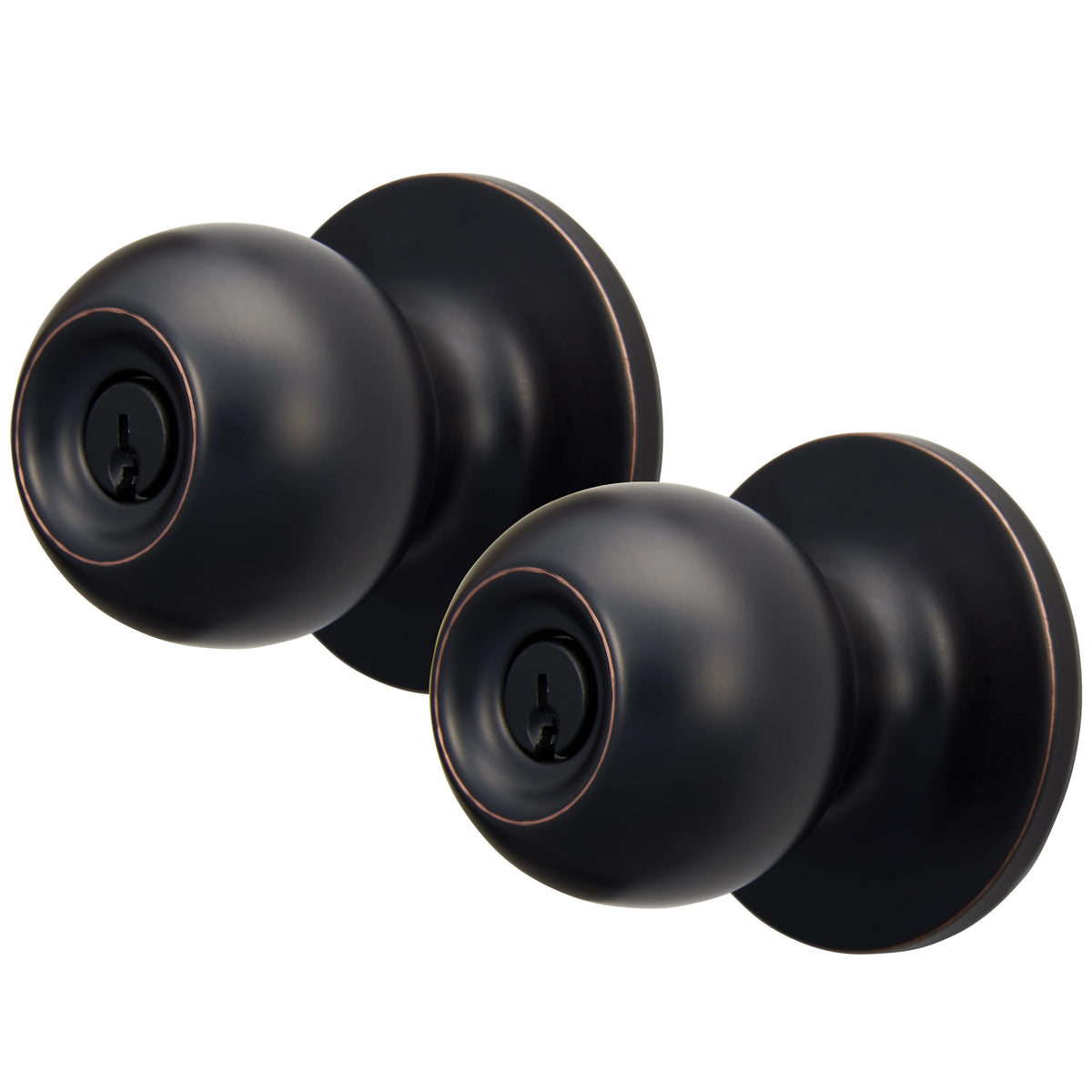 Keyed Entry Ball Style Doorknob Oil-Rubbed Bronze Twin Pack D7850
