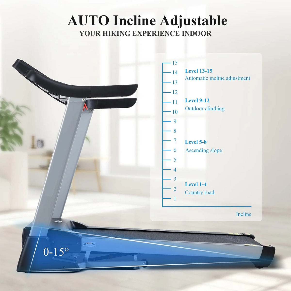 Folding Treadmill with 15% Electric Incline D661