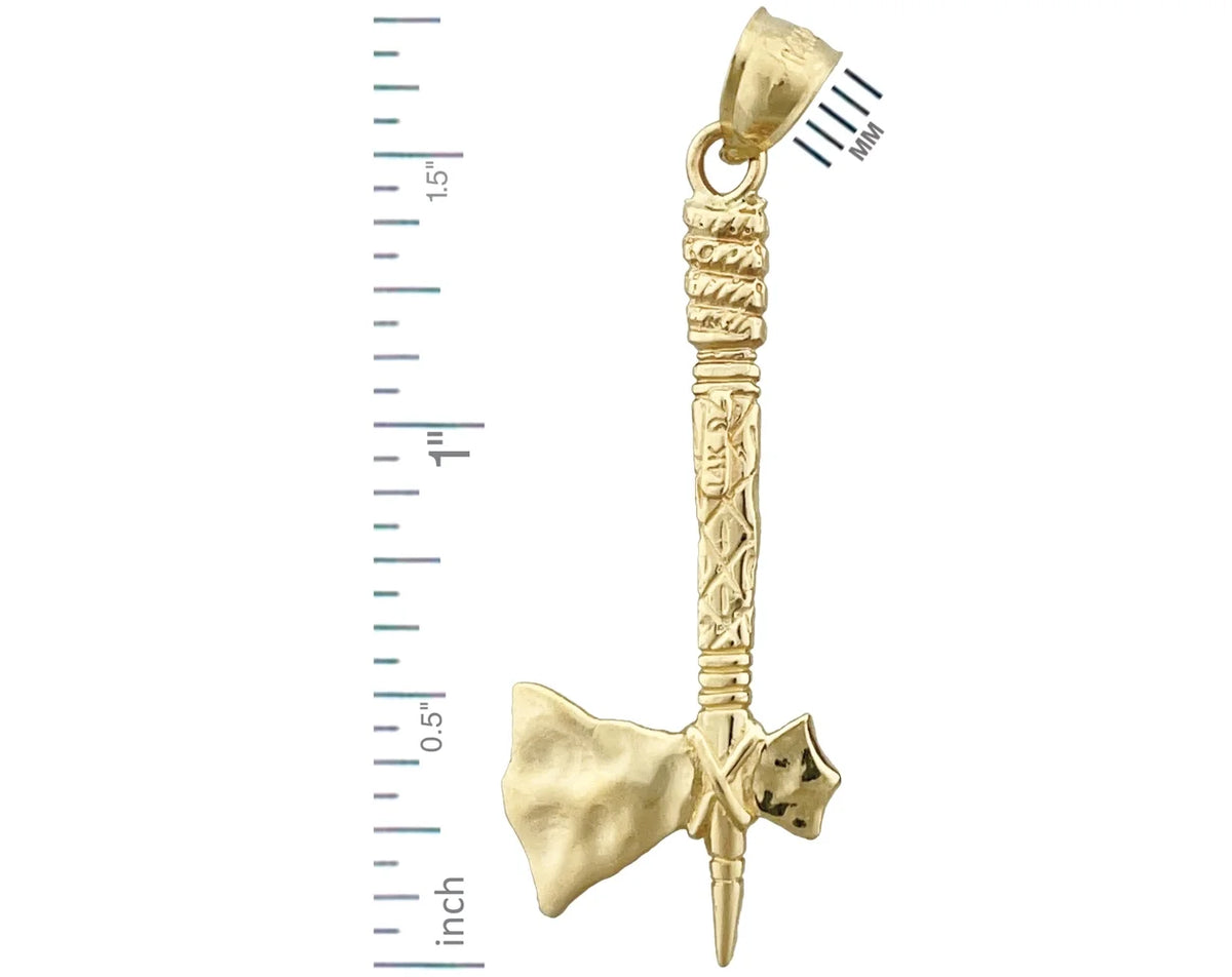 14K Gold 3D Tomahawk Pendant M21285