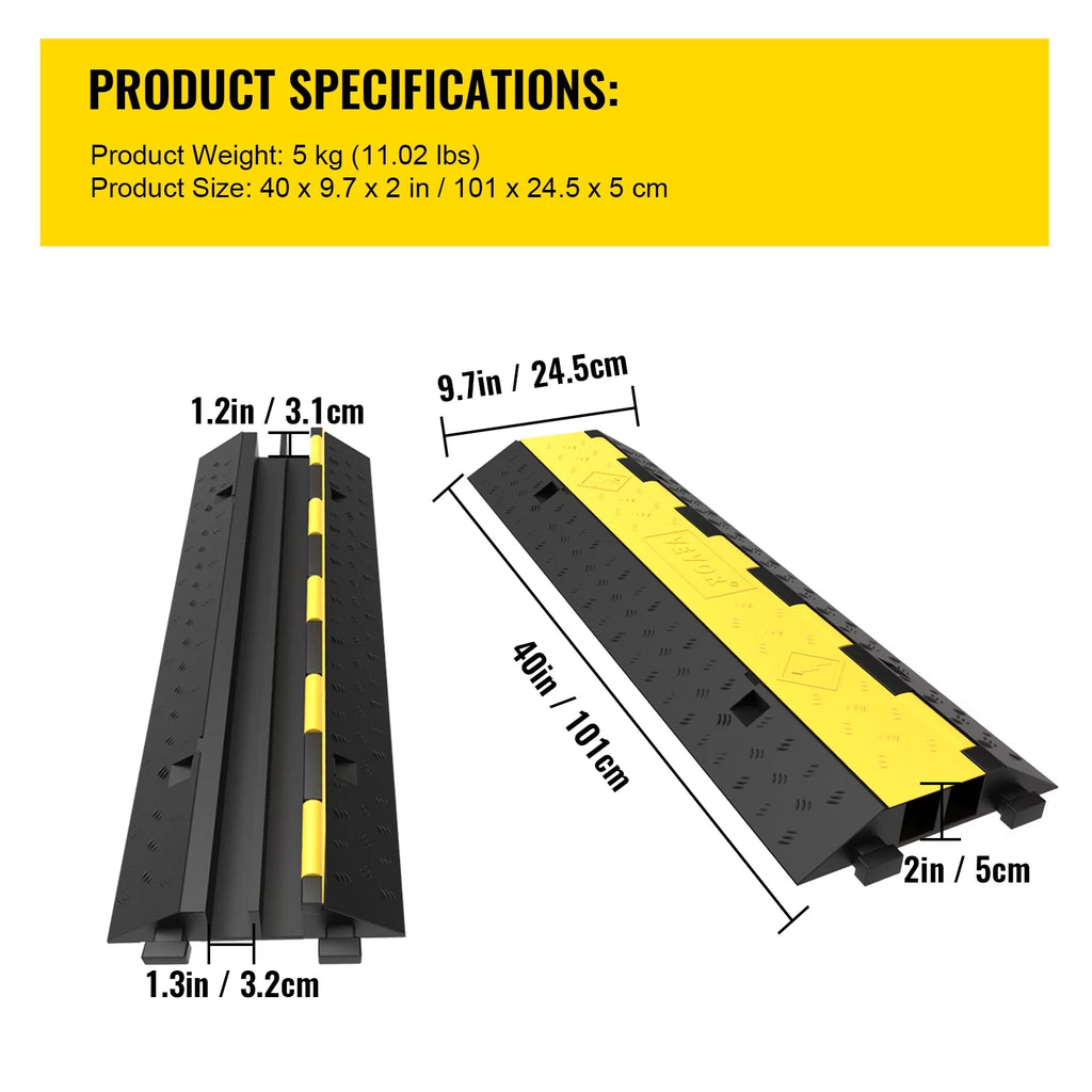 4PCS 2-Cable Rubber Speed Bump Cable Protector Ramp Z77841