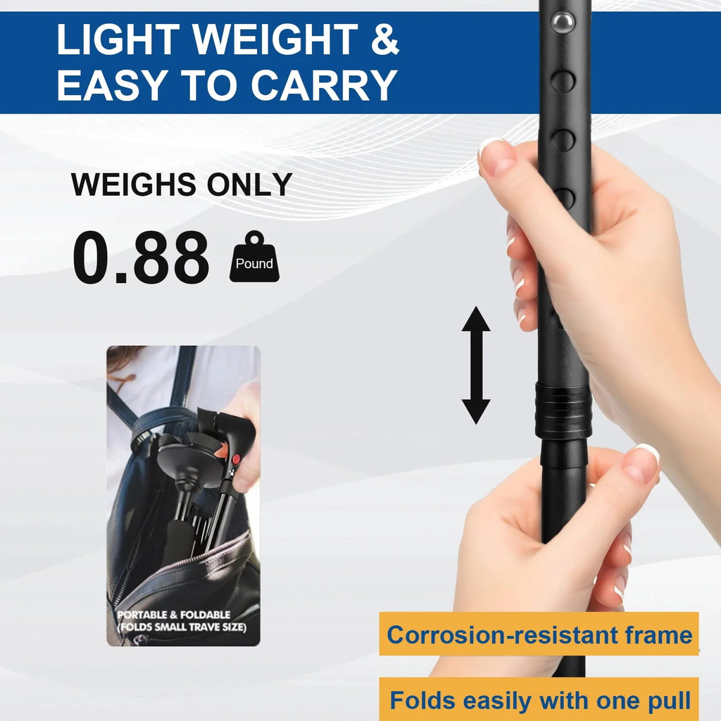 Folding Walking Canes with LED Flashlight and Fall Alarm N369