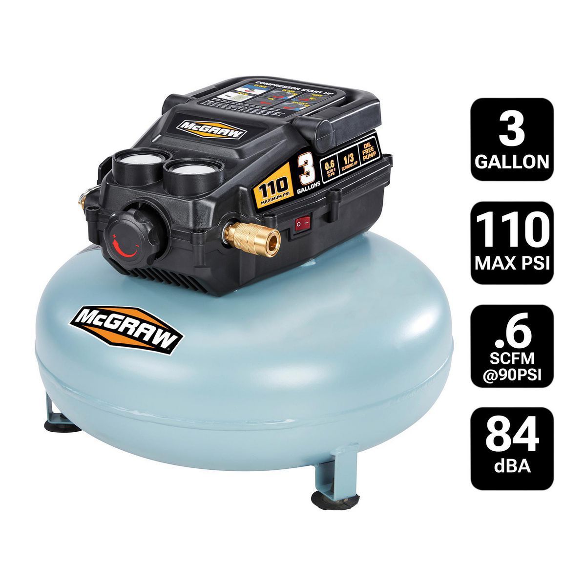 3 Gallon 110 PSI Pancake Air Compressor U30305