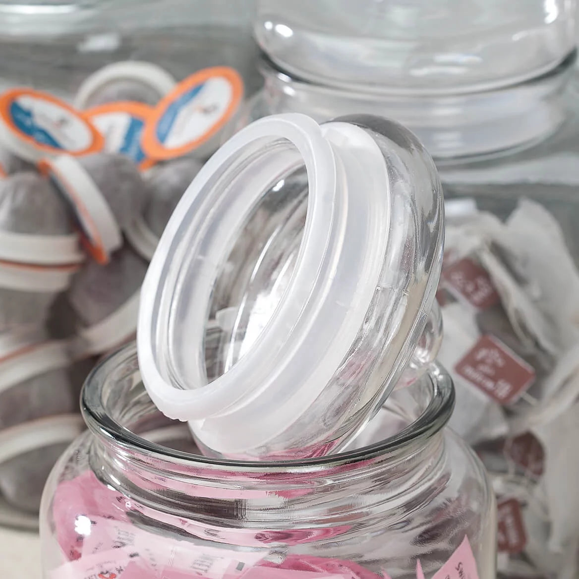 Glass Apothecary Jars with Lids, Set of 3 D52470