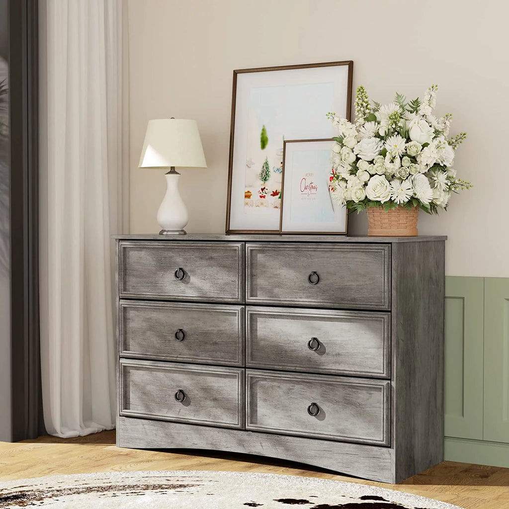 Gray 6 Drawer Dresser E542