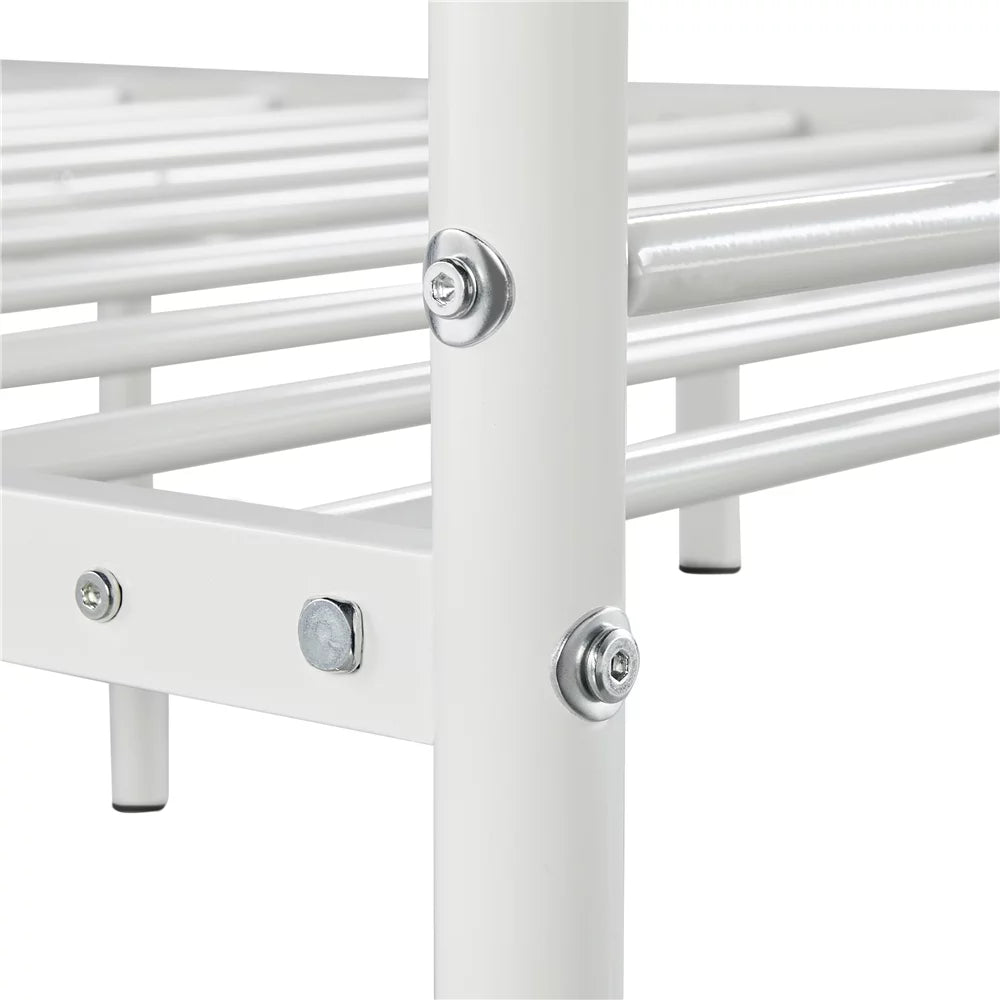 Queen Metal Platform Bed with Spindle Headboard and Footboard, White B91512