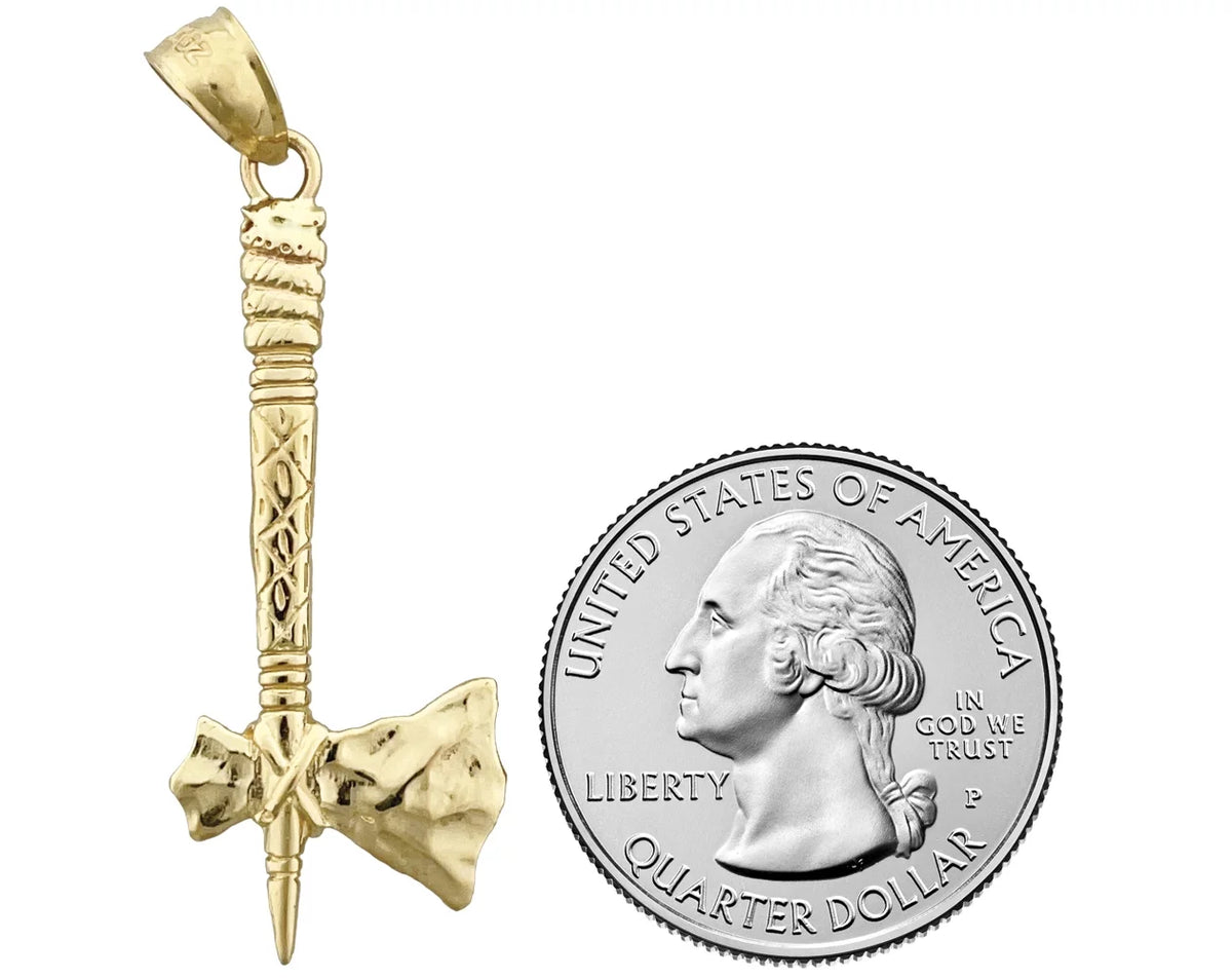 14K Gold 3D Tomahawk Pendant M21285