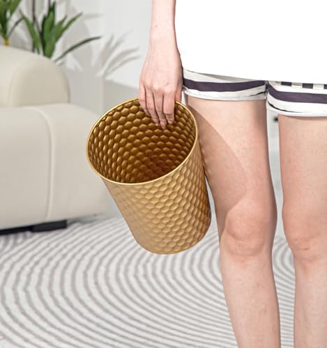 Small Gold Metal Trash Can B70802
