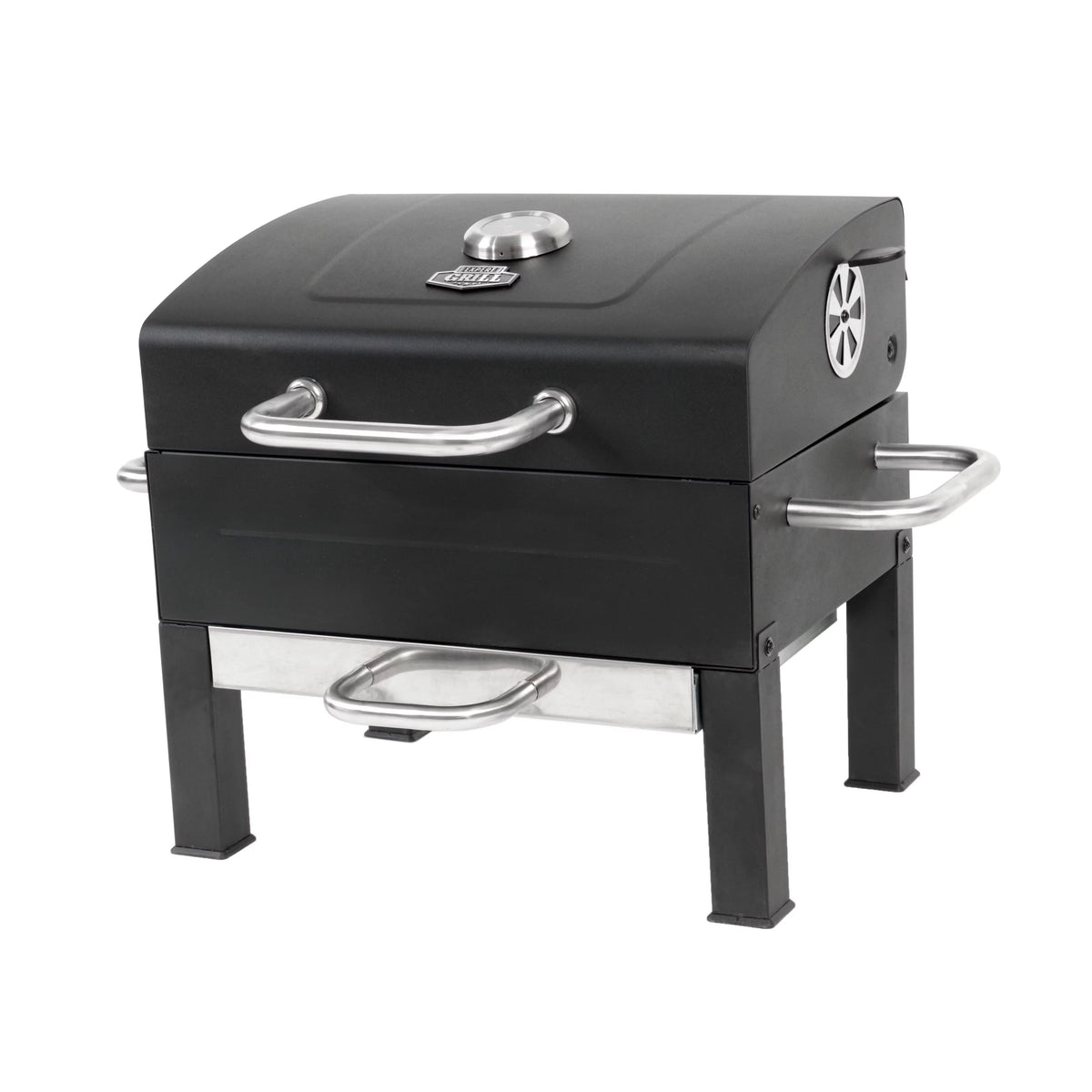 Portable Charcoal Grill, Black and Stainless Steel Z223773