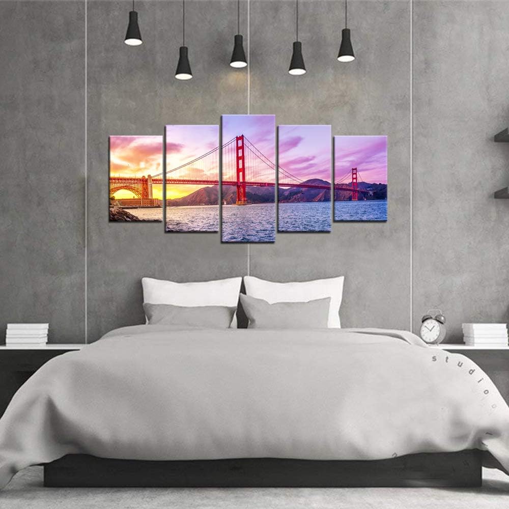 City Canvas Wall Art San Francisco Golden Gate Bridge Framed P921