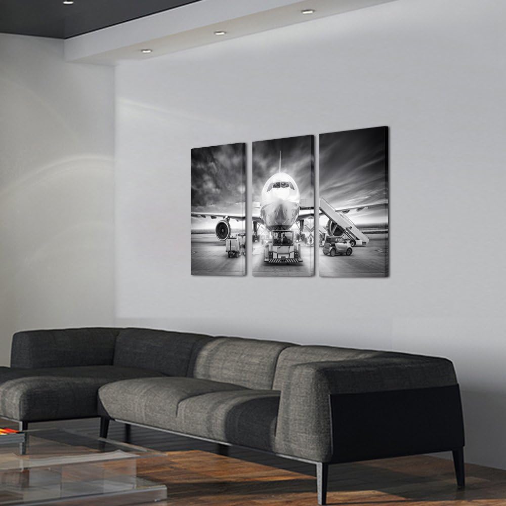 Black and White 3 Piece Framed Canvas Wall Art B729348
