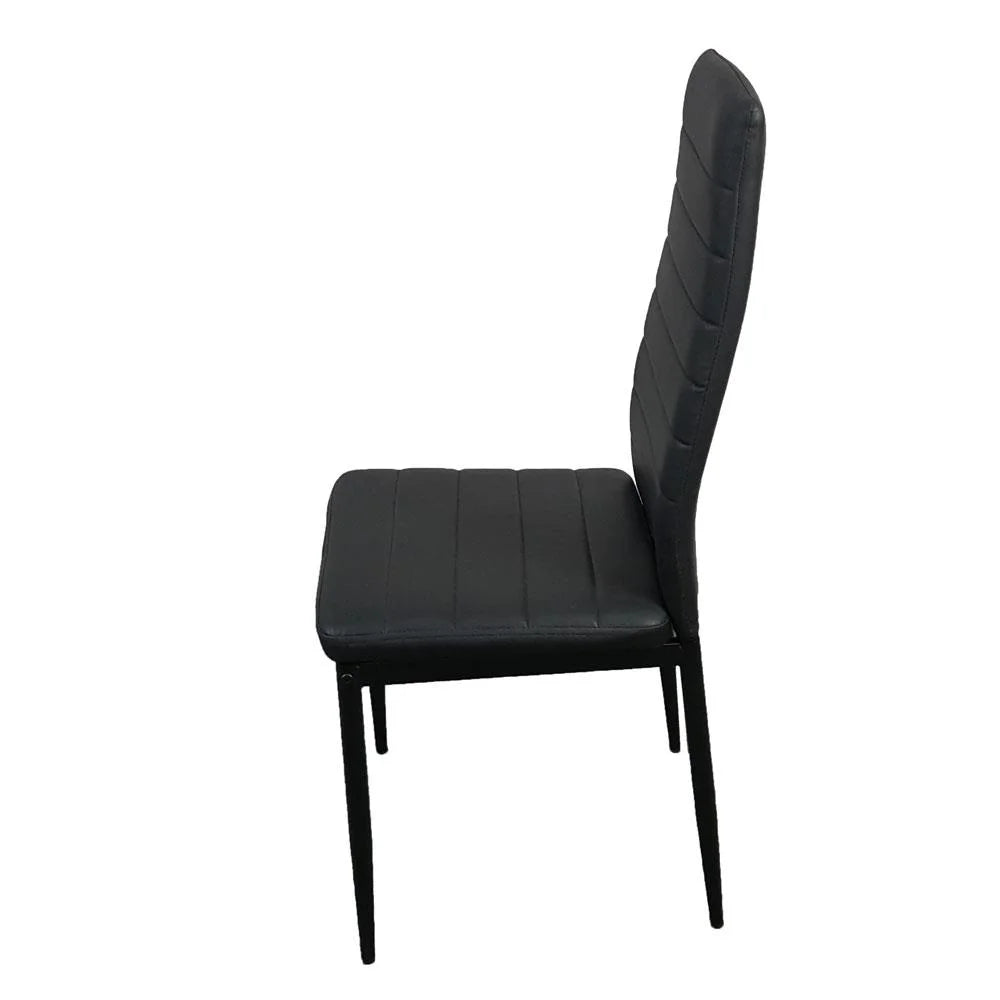 6 Pc High Back PU Leather Dining Chairs Black U17191