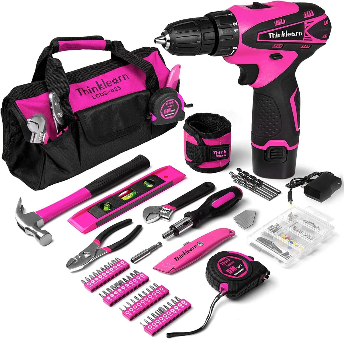 Pink 137 Piece Cordless Drill and Tool Set J78296