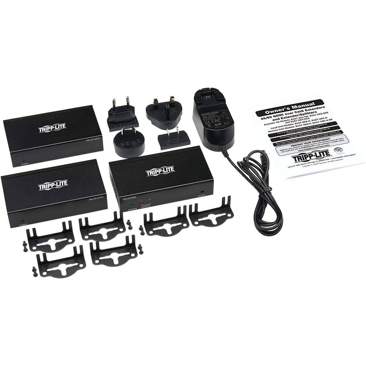 HDMI over Cat6 Splitter/Extender Kit with PoC, 2 Ports 4K x 2K @ 60 Hz M359893