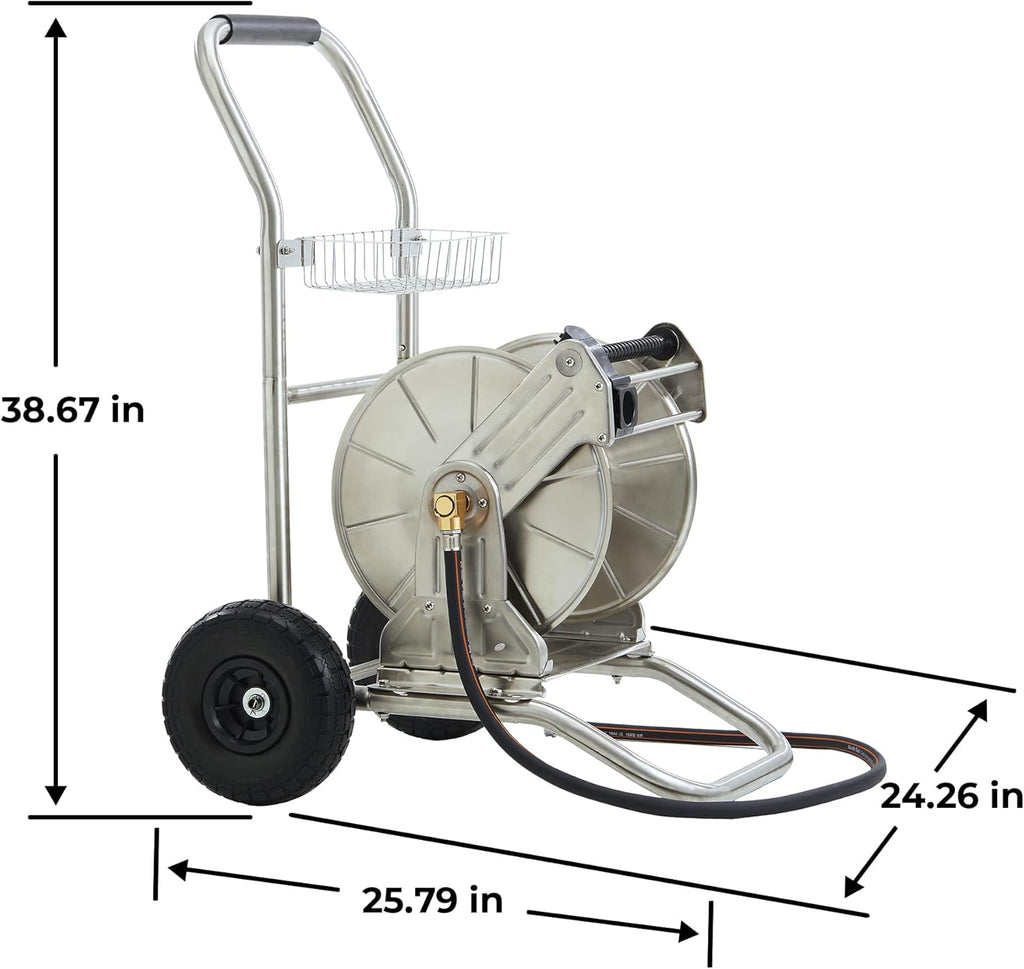 Garden Hose Reel Cart with Wheels, 150-Feet 5/8 Hose Capacity I2767
