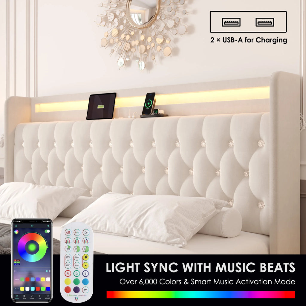 King Size LED Bed Frame with 4 Storage Drawers D81251