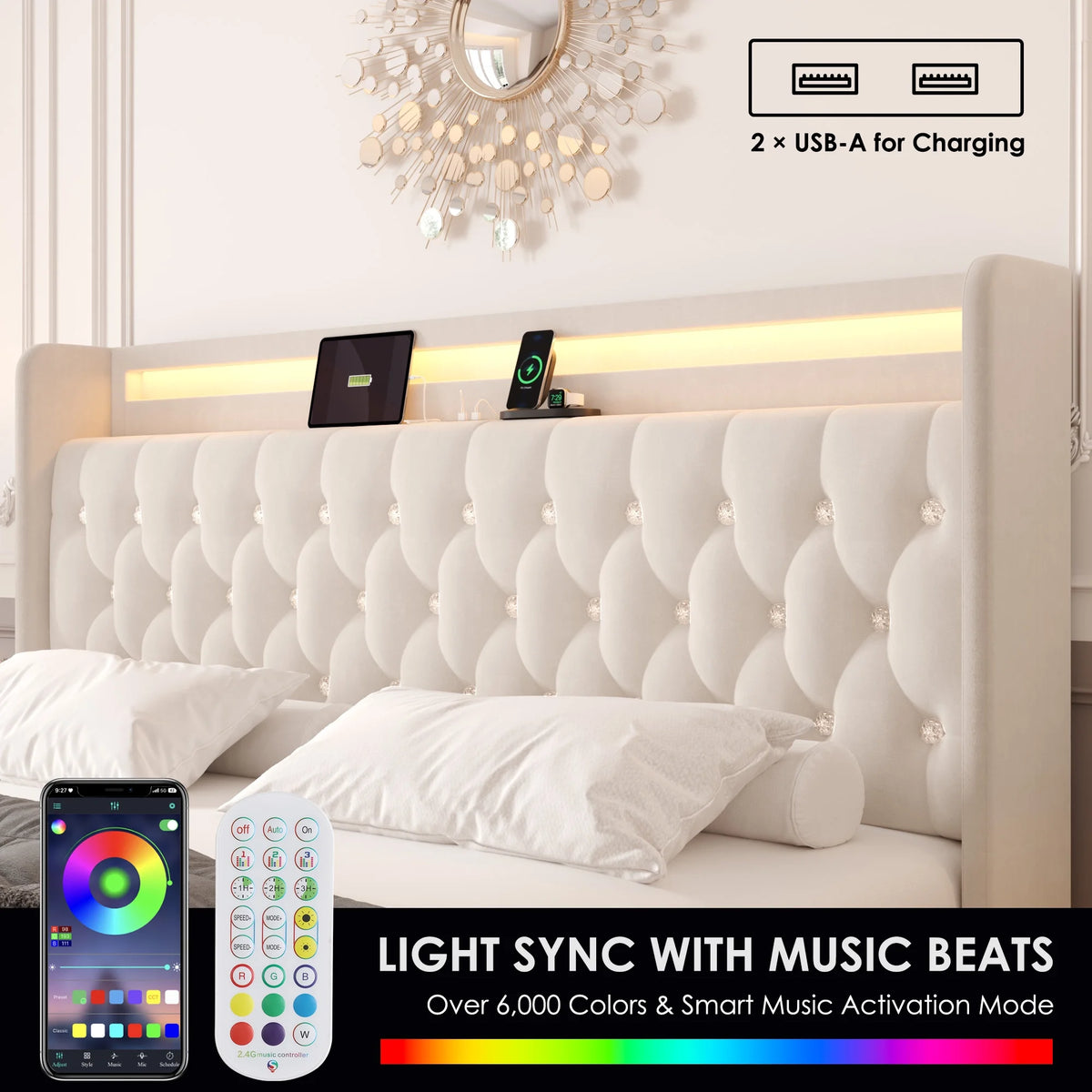 King Size LED Bed Frame with 4 Storage Drawers D81251